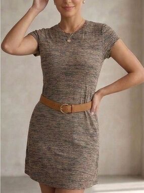 Ripe Heathered tan Short-Sleeve Midi Dress